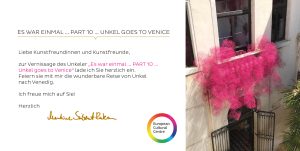 Einladungskarte Martine Seibert-Raken - Unkel goes to venice - Biennale 2019